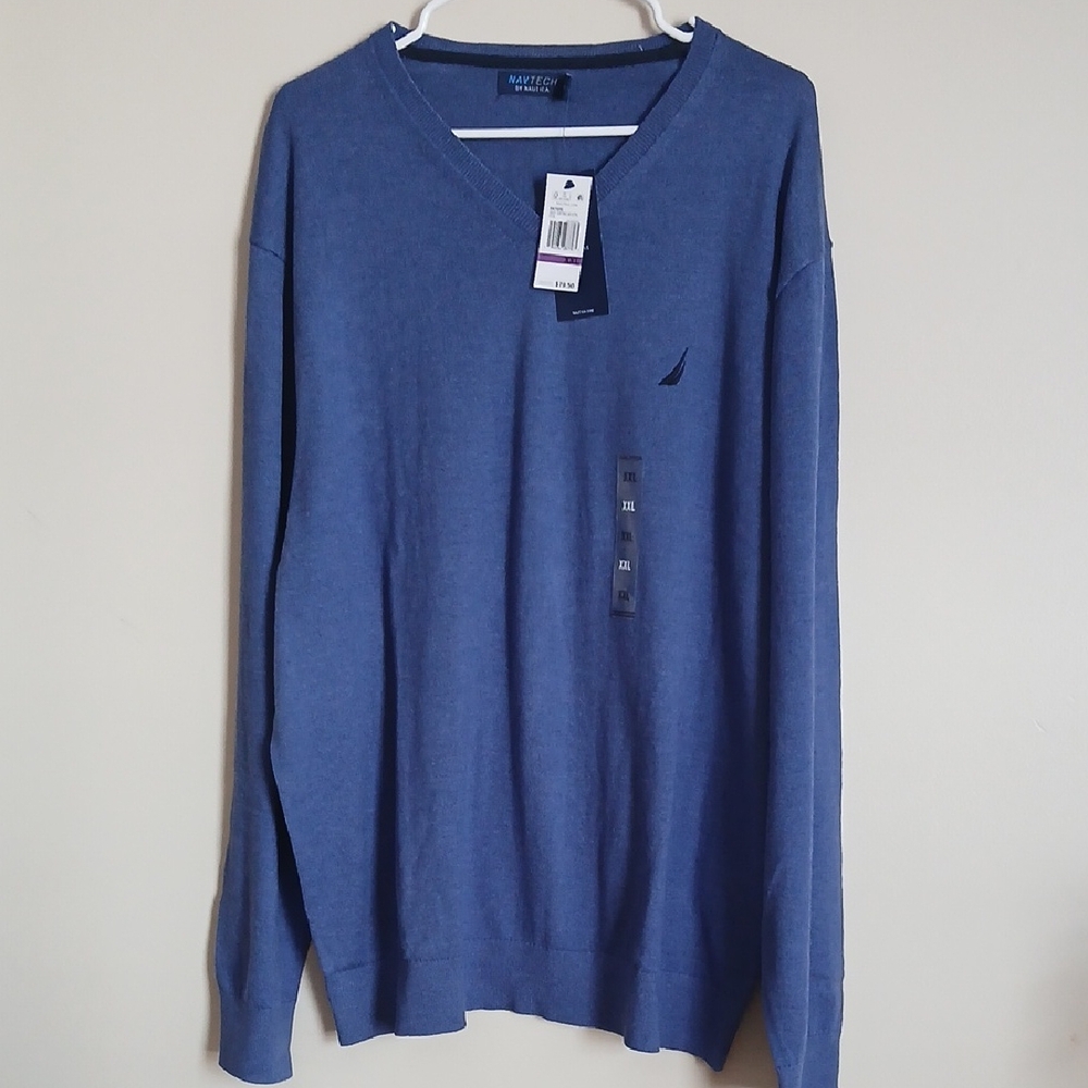 Nautica Men's Classic Blue V-Neck Sweater